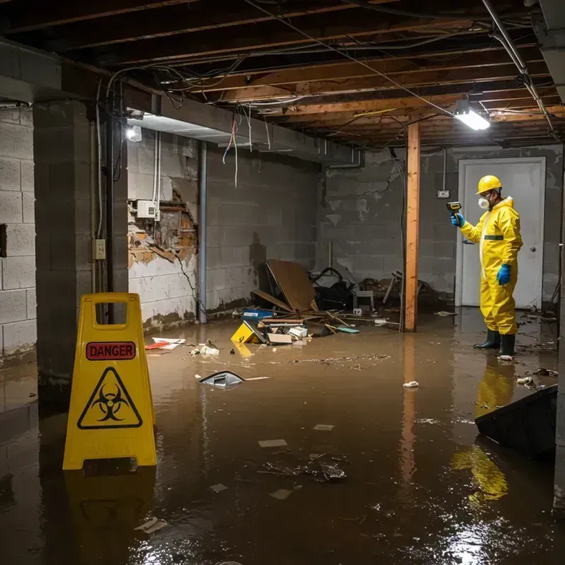 Flooded Basement Electrical Hazard in Brown County, IN Property